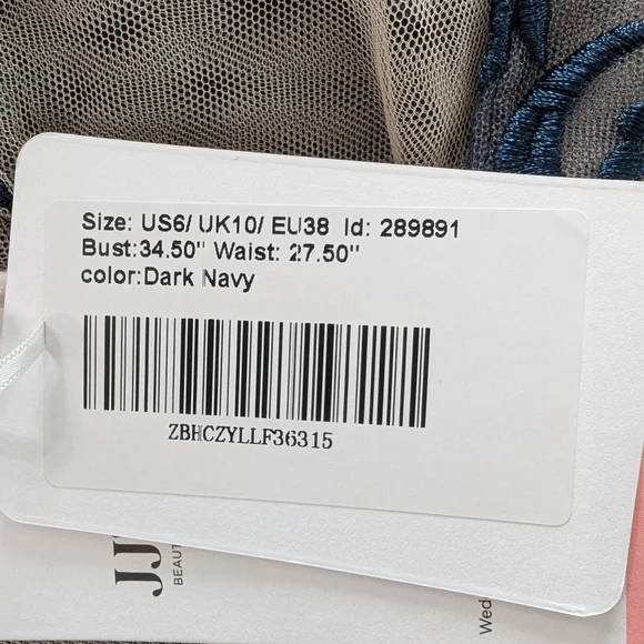 JJs House Navy Lace Midi Dress with Sequins. Sheer neck & sleeves. NWT.  Size 6 - Picture 9 of 11